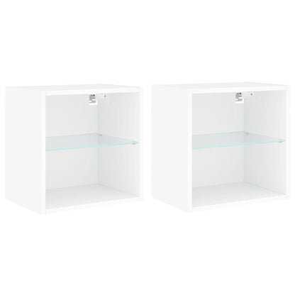 Nachtkastjes Met Led's 2 St Wandgemonteerd Wit