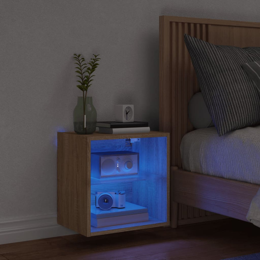 Nachtkastje Met Led's Wandgemonteerd Sonoma Eikenkleurig