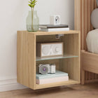 Wall-Mounted Bedside Table with LEDs, Sonoma Oak Color