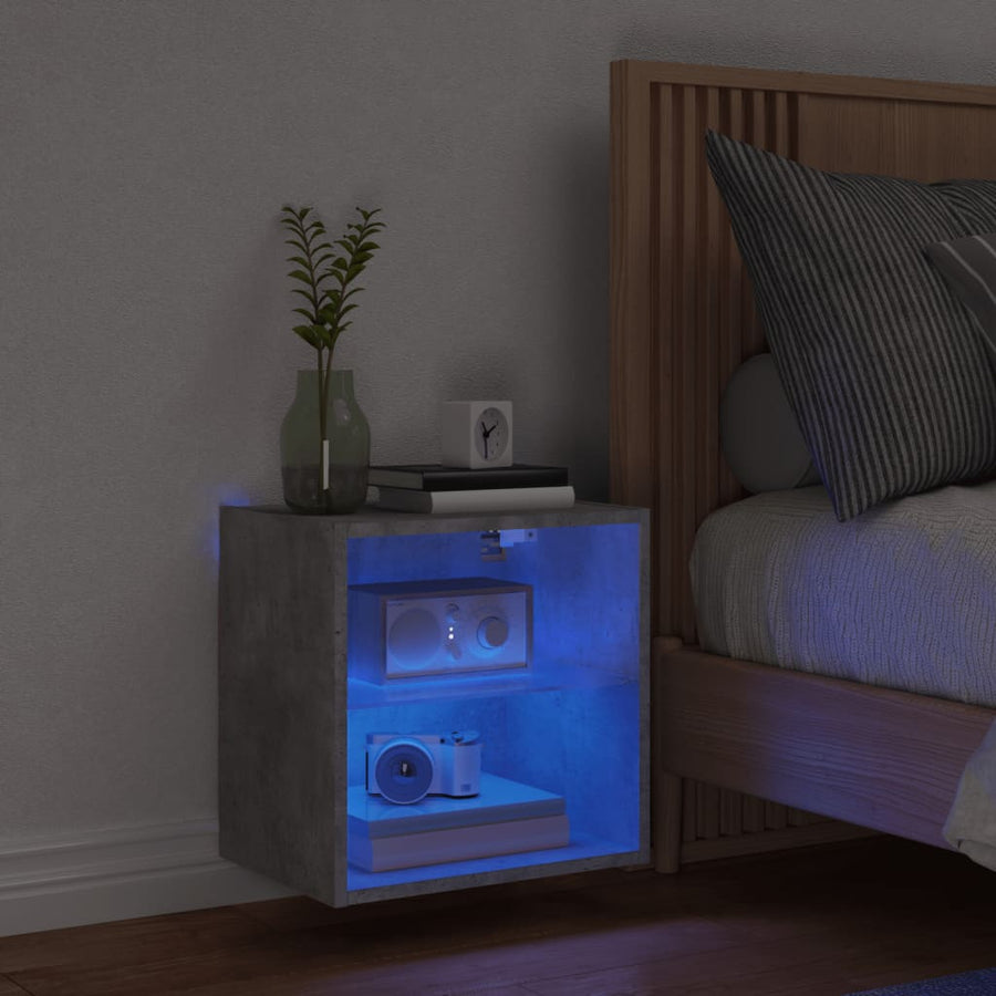 Nachtkastje Met Led's Wandgemonteerd Betongrijs