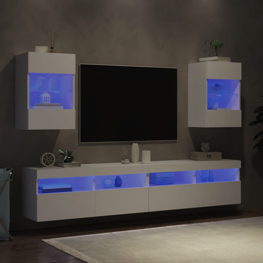 Tv-Wandmeubels Met Led-Verlichting 40X30X60,5 Cm 2 40 x 30 x 60.5 cm Wit
