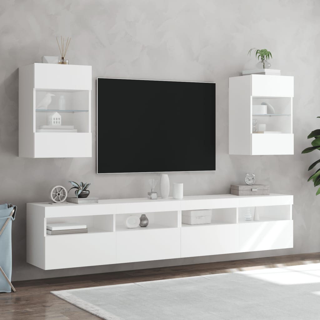 Tv-Wandmeubels Met Led-Verlichting 40X30X60,5 Cm 2 40 x 30 x 60.5 cm Wit