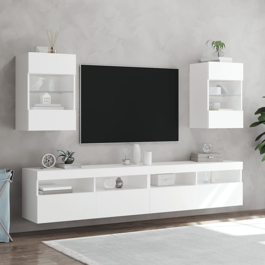 Tv-Wandmeubels Met Led-Verlichting 40X30X60,5 Cm 2 40 x 30 x 60.5 cm Wit