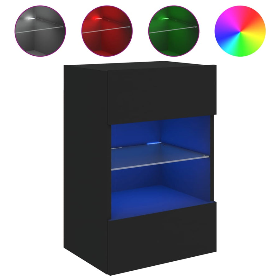 Tv-Wandmeubel Met Led-Verlichting 40X30X60,5 Cm 1 40 x 30 x 60.5 cm Zwart