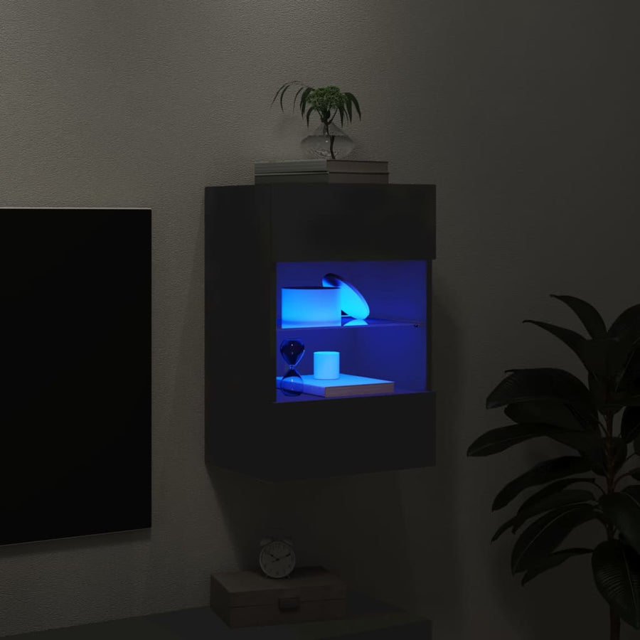 Tv-Wandmeubel Met Led-Verlichting 40X30X60,5 Cm 1 40 x 30 x 60.5 cm Zwart