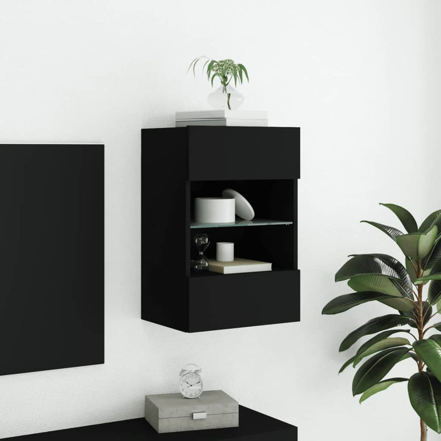 Tv-Wandmeubel Met Led-Verlichting 40X30X60,5 Cm 1 40 x 30 x 60.5 cm Zwart