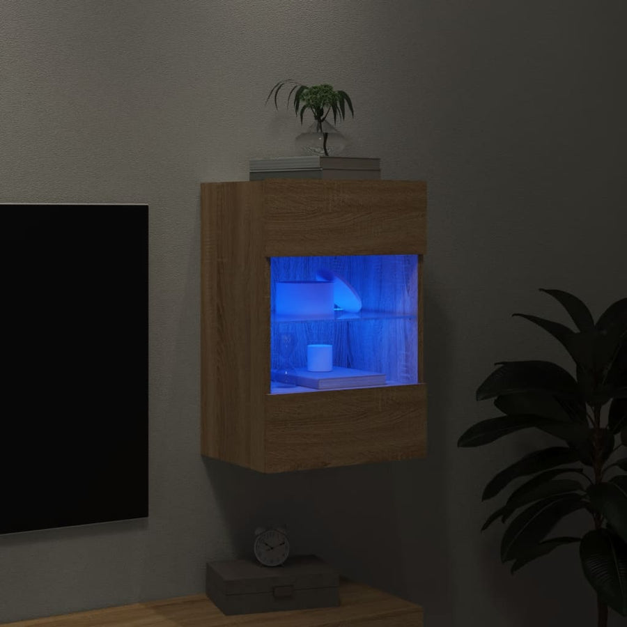 Tv-Wandmeubel Met Led-Verlichting 40X30X60,5 Cm 1 40 x 30 x 60.5 cm Sonoma eiken