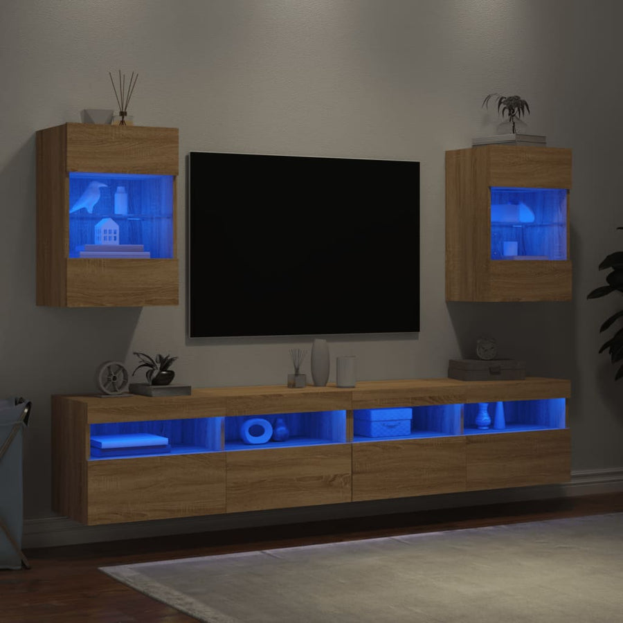 Tv-Wandmeubels Met Led 40X30X60,5 Cm Kleurig 2 40 x 30 x 60.5 cm Sonoma eiken