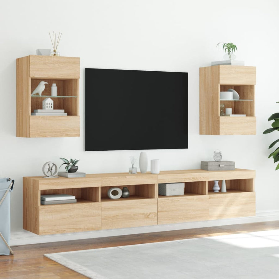 Tv-Wandmeubels Met Led 40X30X60,5 Cm Kleurig 2 40 x 30 x 60.5 cm Sonoma eiken