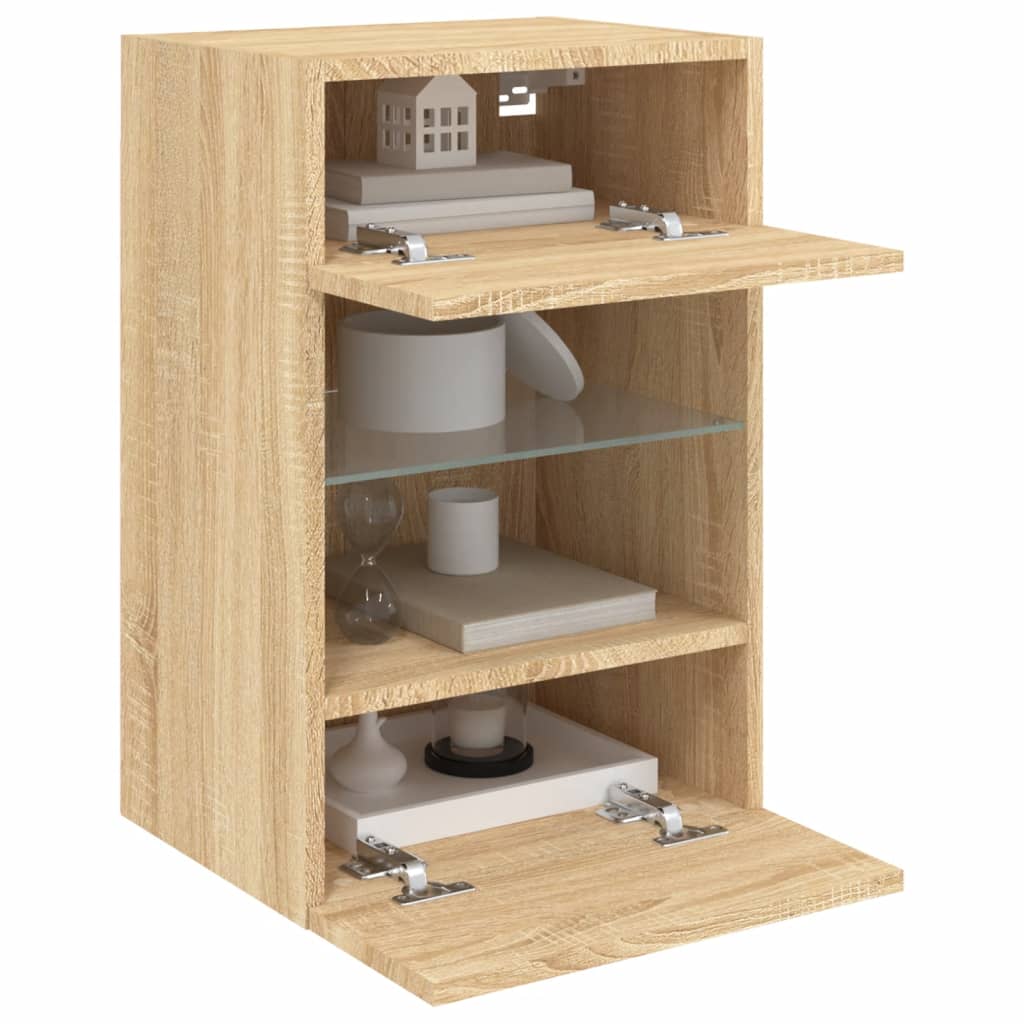 Tv-Wandmeubels Met Led 40X30X60,5 Cm Kleurig 2 40 x 30 x 60.5 cm Sonoma eiken