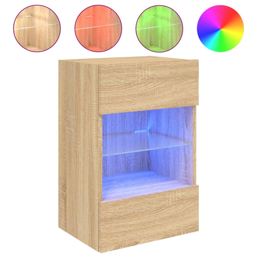 Tv-Wandmeubels Met Led 40X30X60,5 Cm Kleurig 2 40 x 30 x 60.5 cm Sonoma eiken