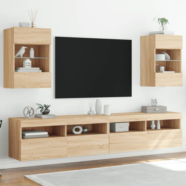 Tv-Wandmeubels Met Led 40X30X60,5 Cm Kleurig 2 40 x 30 x 60.5 cm Sonoma eiken