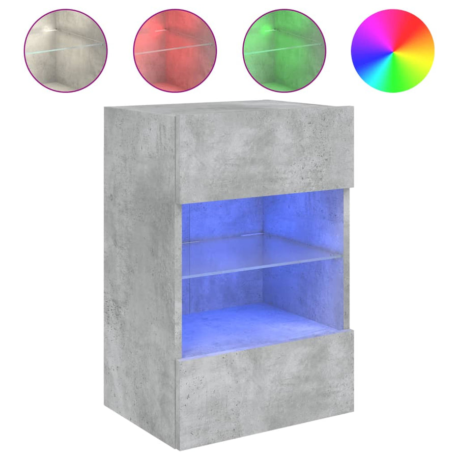 Tv-Wandmeubel Met Led-Verlichting 40X30X60,5 Cm 1 40 x 30 x 60.5 cm Betongrijs