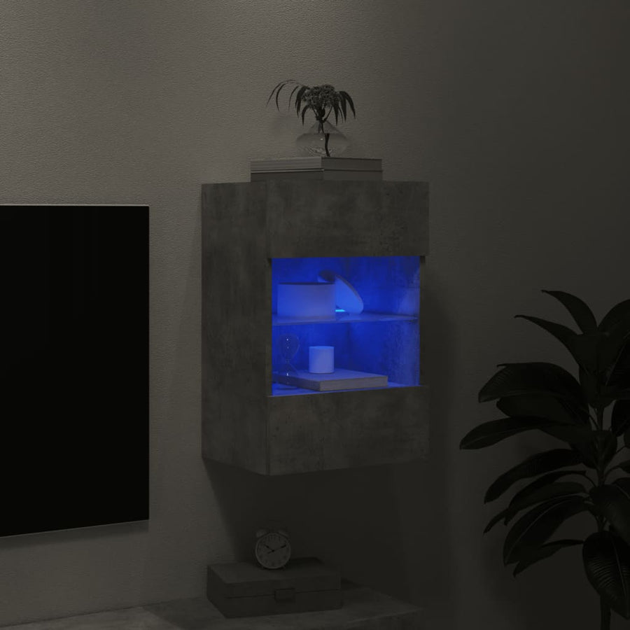 Tv-Wandmeubel Met Led-Verlichting 40X30X60,5 Cm 1 40 x 30 x 60.5 cm Betongrijs