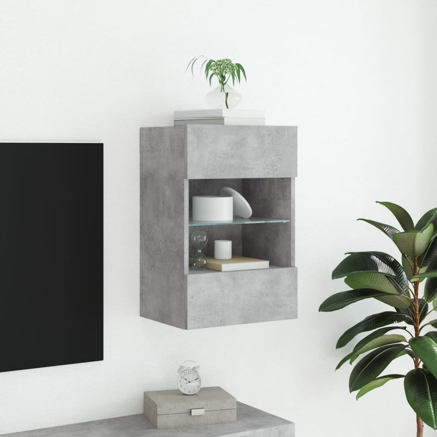 Tv-Wandmeubel Met Led-Verlichting 40X30X60,5 Cm 1 40 x 30 x 60.5 cm Betongrijs