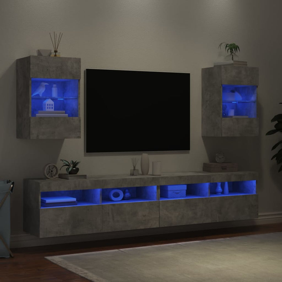 Tv-Wandmeubels Met Led 40X30X60,5 Cm 2 40 x 30 x 60.5 cm Betongrijs
