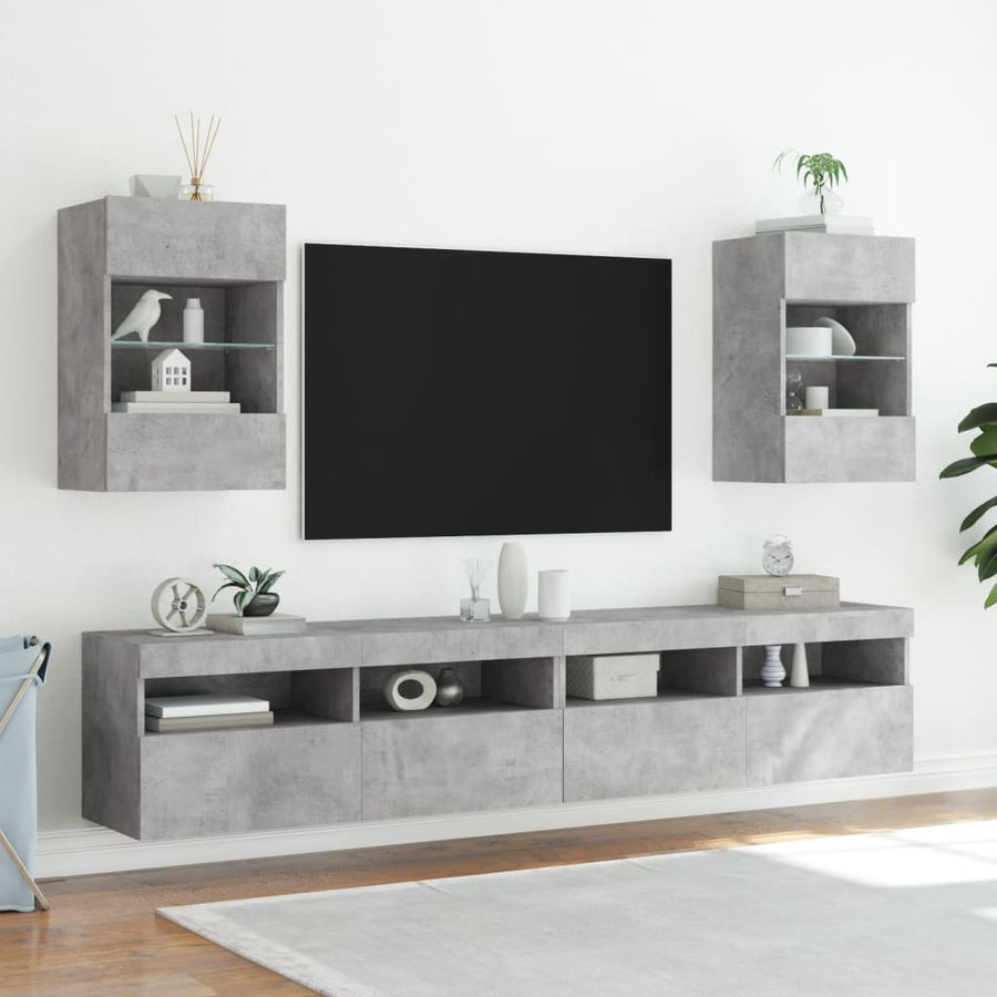 Tv-Wandmeubels Met Led 40X30X60,5 Cm 2 40 x 30 x 60.5 cm Betongrijs