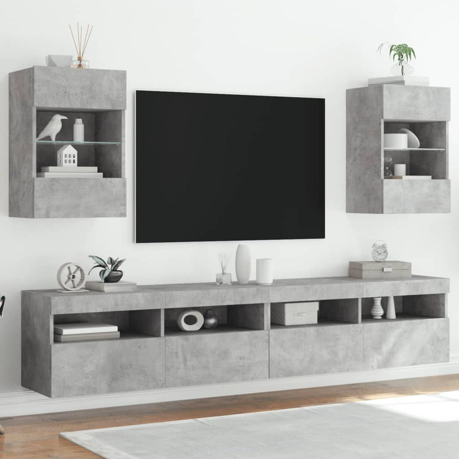 Tv-Wandmeubels Met Led 40X30X60,5 Cm 2 40 x 30 x 60.5 cm Betongrijs