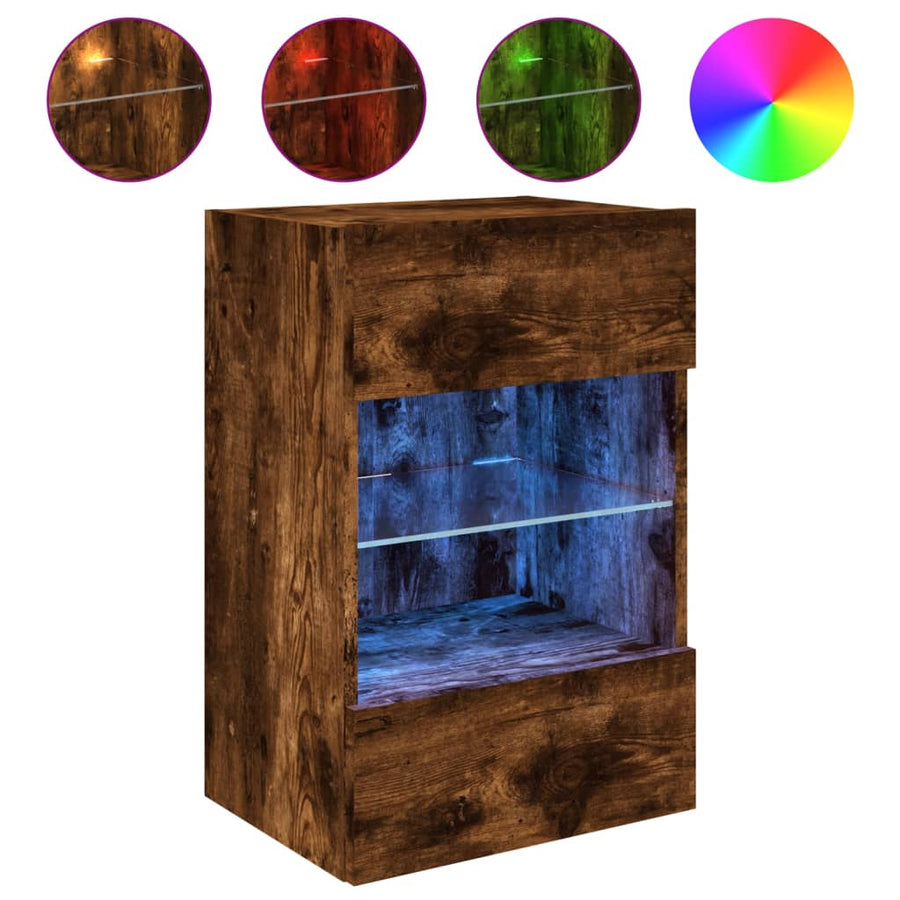 Tv-Wandmeubel Met Led-Verlichting 40X30X60,5 Cm 1 40 x 30 x 60.5 cm Gerookt eiken