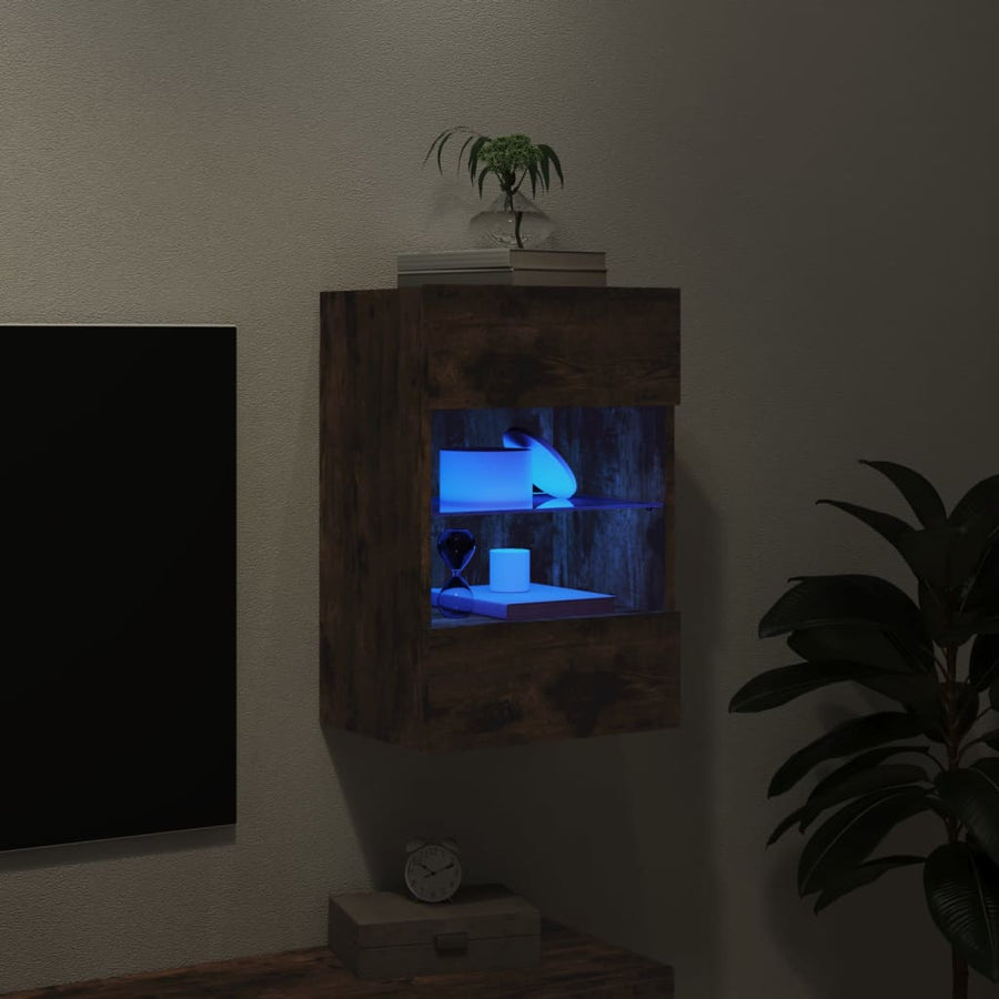 Tv-Wandmeubel Met Led-Verlichting 40X30X60,5 Cm 1 40 x 30 x 60.5 cm Gerookt eiken