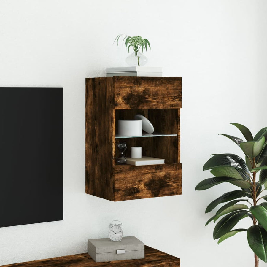 Tv-Wandmeubel Met Led-Verlichting 40X30X60,5 Cm 1 40 x 30 x 60.5 cm Gerookt eiken