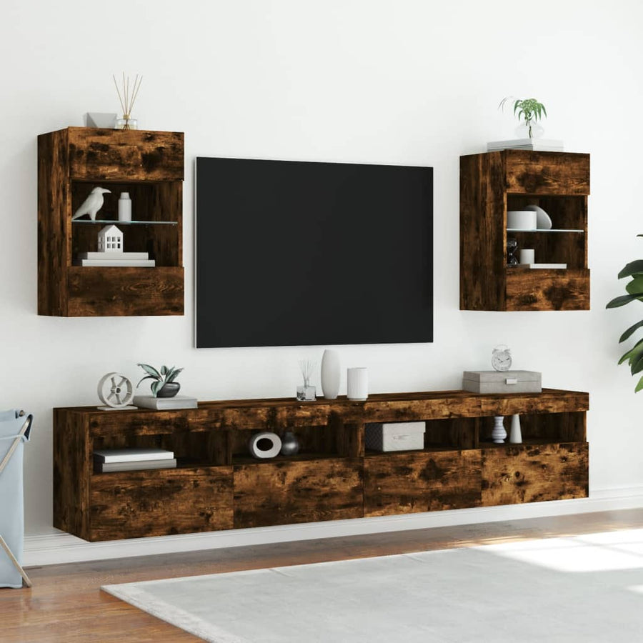 Tv-Wandmeubel Met Led-Verlichting 40X30X60,5 Cm 1 40 x 30 x 60.5 cm Gerookt eiken
