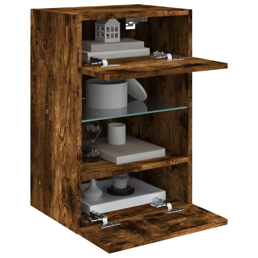 Tv-Wandmeubel Met Led-Verlichting 40X30X60,5 Cm 1 40 x 30 x 60.5 cm Gerookt eiken