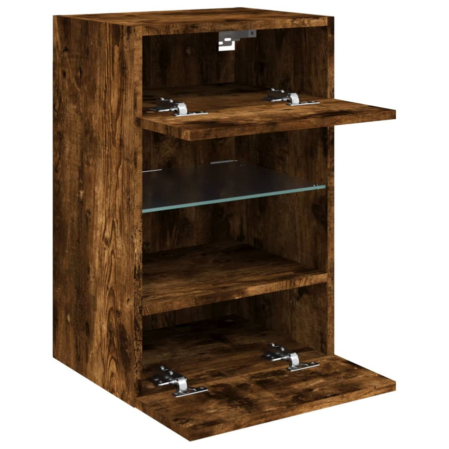 Tv-Wandmeubel Met Led-Verlichting 40X30X60,5 Cm 1 40 x 30 x 60.5 cm Gerookt eiken
