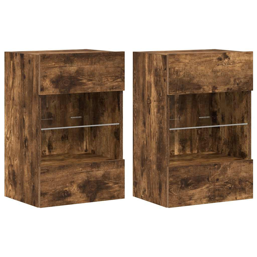 Tv-Wandmeubels Met Led 40X30X60,5 Cm Kleurig 2 40 cm Gerookt eiken
