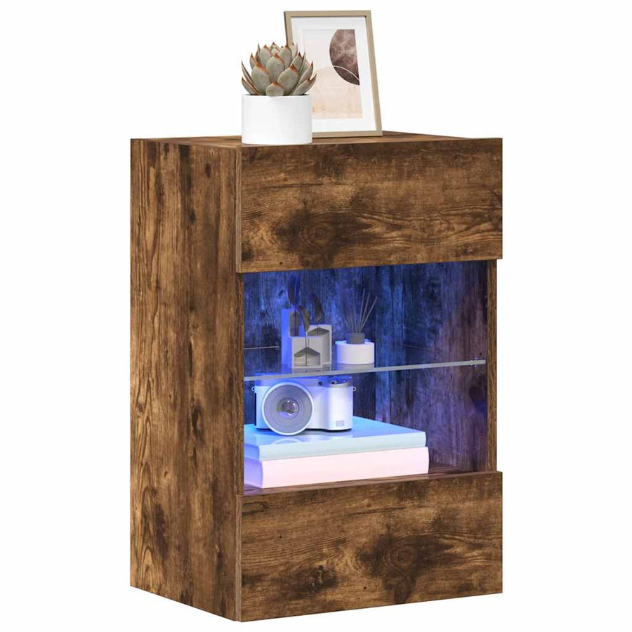 Tv-Wandmeubels Met Led 40X30X60,5 Cm Kleurig 2 40 cm Gerookt eiken