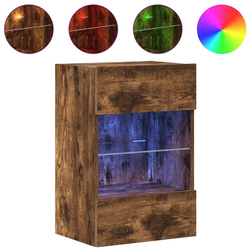 Tv-Wandmeubels Met Led 40X30X60,5 Cm Kleurig 2 40 cm Gerookt eiken