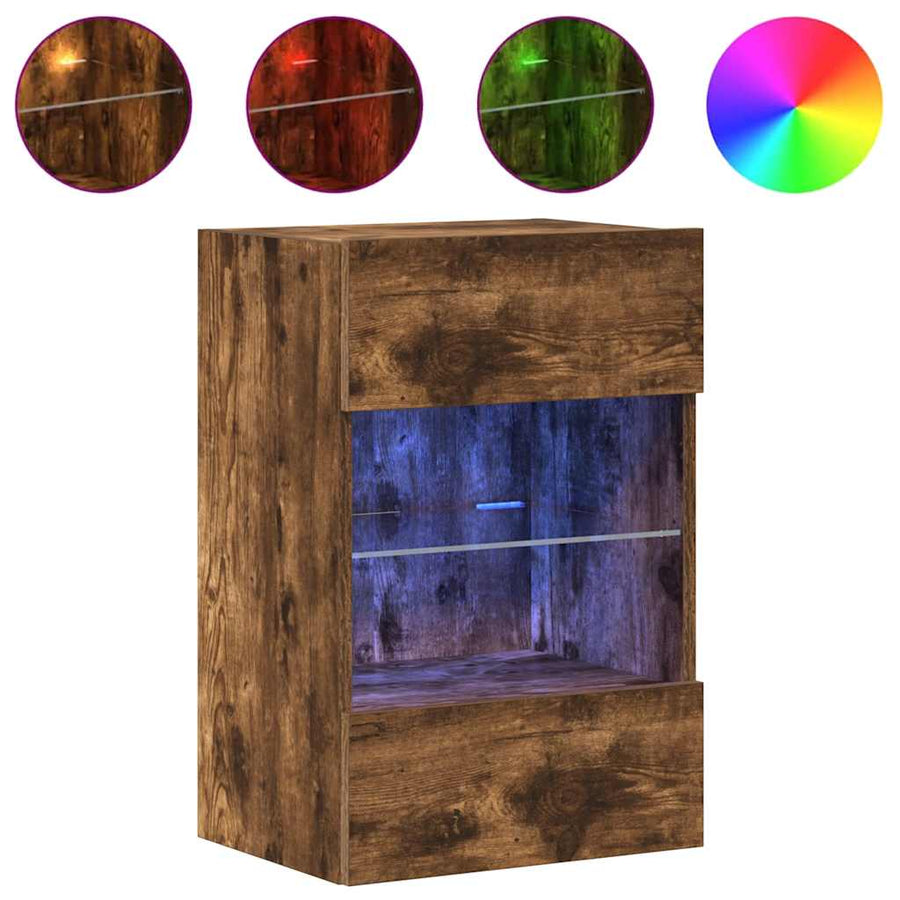 Tv-Wandmeubels Met Led 40X30X60,5 Cm Kleurig 2 40 cm Gerookt eiken