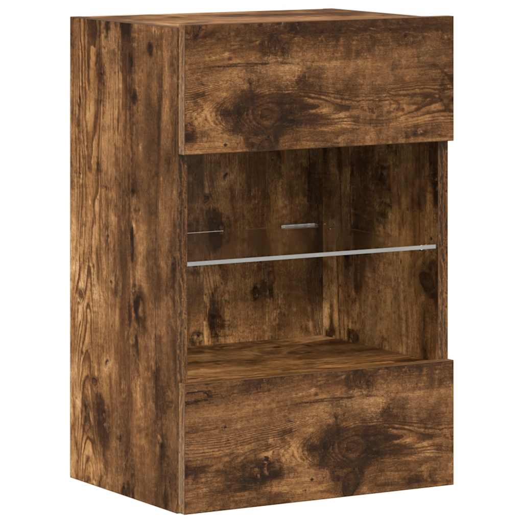 Tv-Wandmeubels Met Led 40X30X60,5 Cm Kleurig 2 40 cm Gerookt eiken