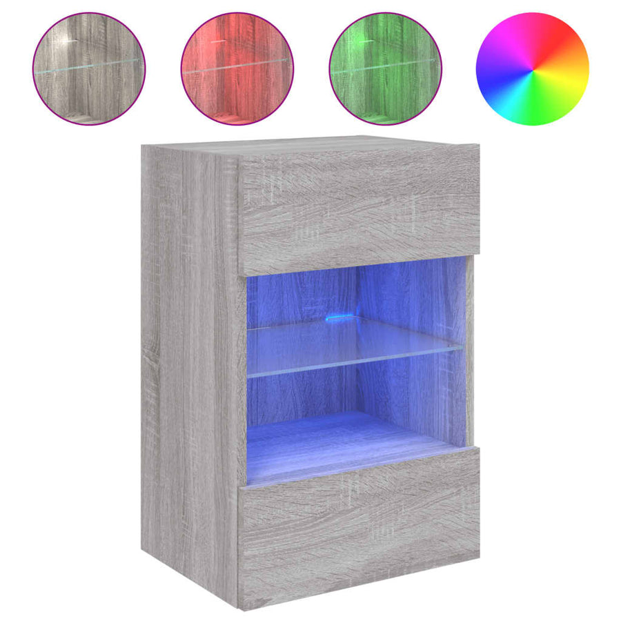 Tv-Wandmeubel Met Led-Verlichting 40X30X60,5 Cm 1 40 x 30 x 60.5 cm Grijs sonoma