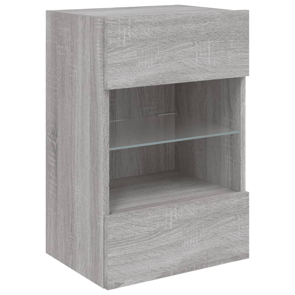 Tv-Wandmeubel Met Led-Verlichting 40X30X60,5 Cm 1 40 x 30 x 60.5 cm Grijs sonoma
