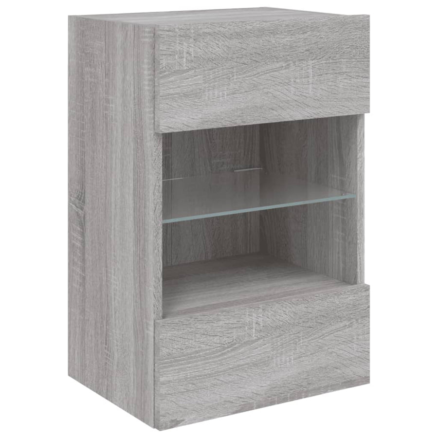 Tv-Wandmeubel Met Led-Verlichting 40X30X60,5 Cm 1 40 x 30 x 60.5 cm Grijs sonoma