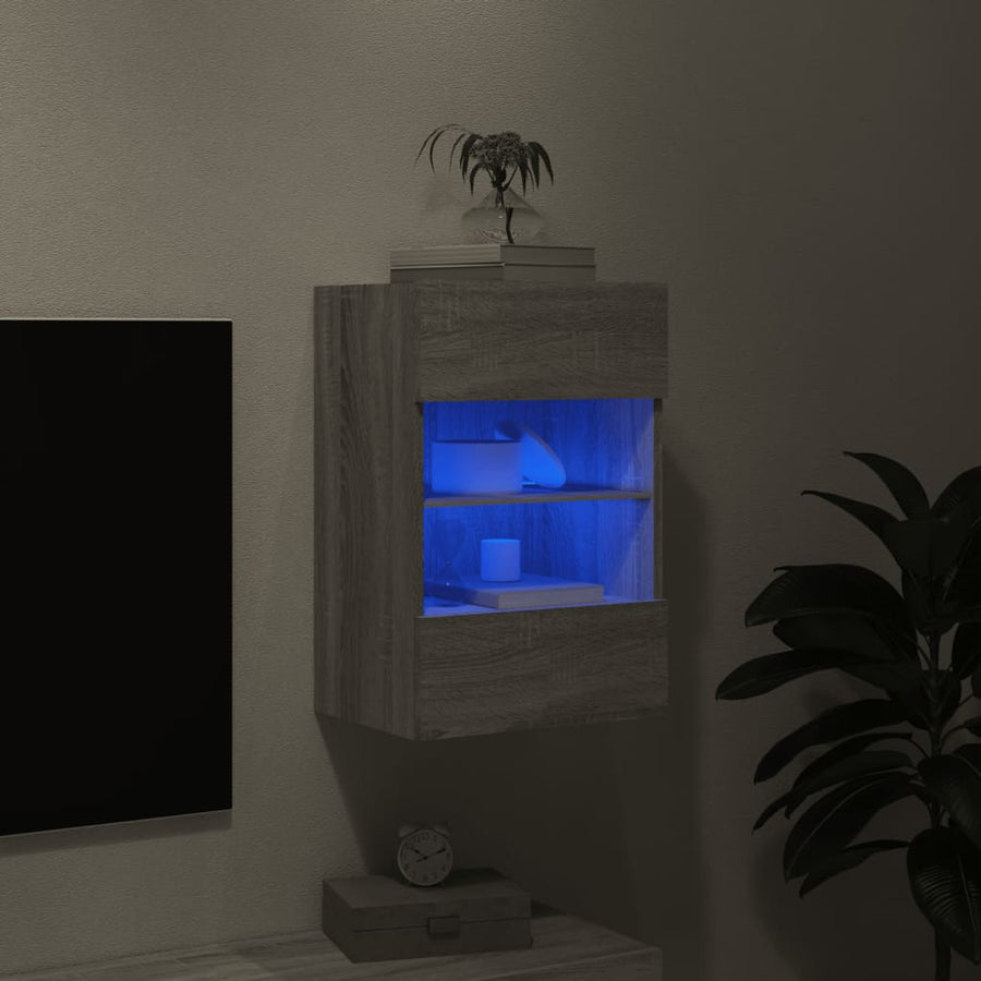 Tv-Wandmeubel Met Led-Verlichting 40X30X60,5 Cm 1 40 x 30 x 60.5 cm Grijs sonoma