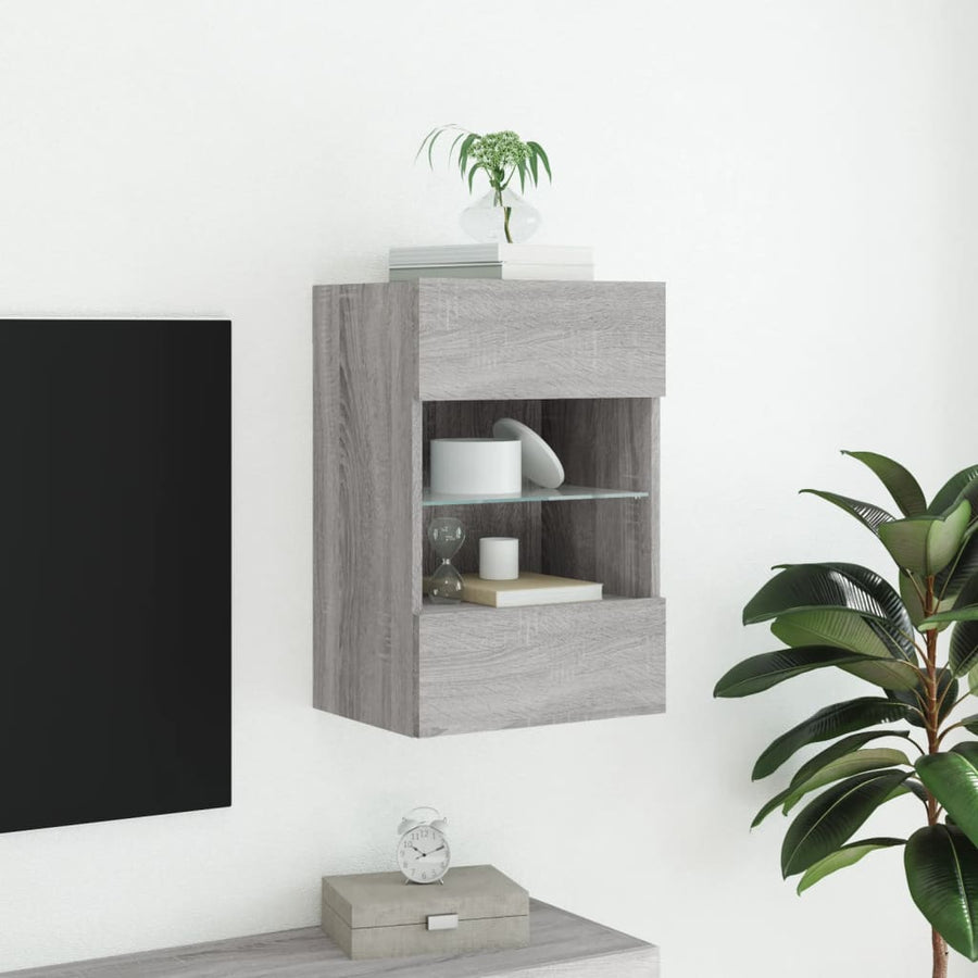 Tv-Wandmeubel Met Led-Verlichting 40X30X60,5 Cm 1 40 x 30 x 60.5 cm Grijs sonoma