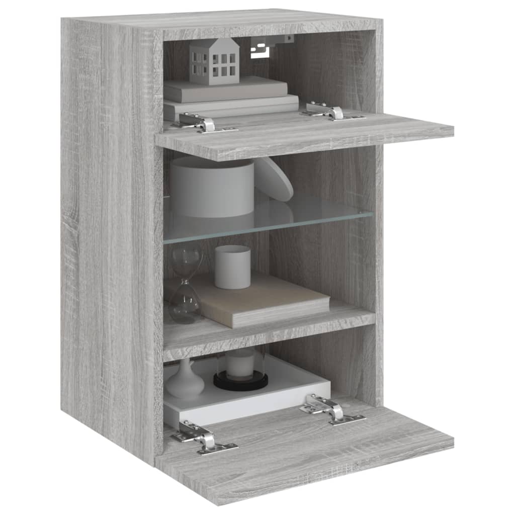 Tv-Wandmeubel Met Led-Verlichting 40X30X60,5 Cm 1 40 x 30 x 60.5 cm Grijs sonoma