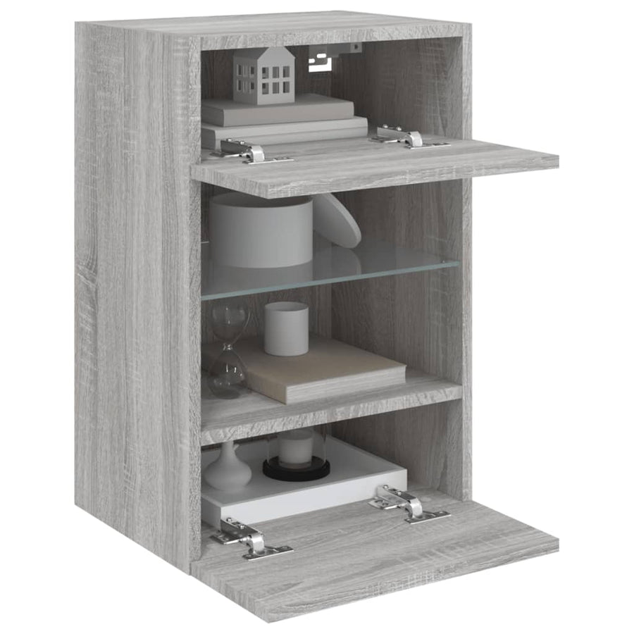 Tv-Wandmeubel Met Led-Verlichting 40X30X60,5 Cm 1 40 x 30 x 60.5 cm Grijs sonoma