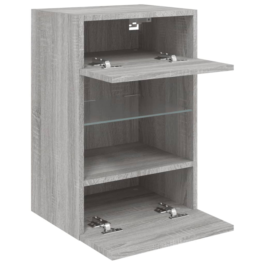 Tv-Wandmeubel Met Led-Verlichting 40X30X60,5 Cm 1 40 x 30 x 60.5 cm Grijs sonoma