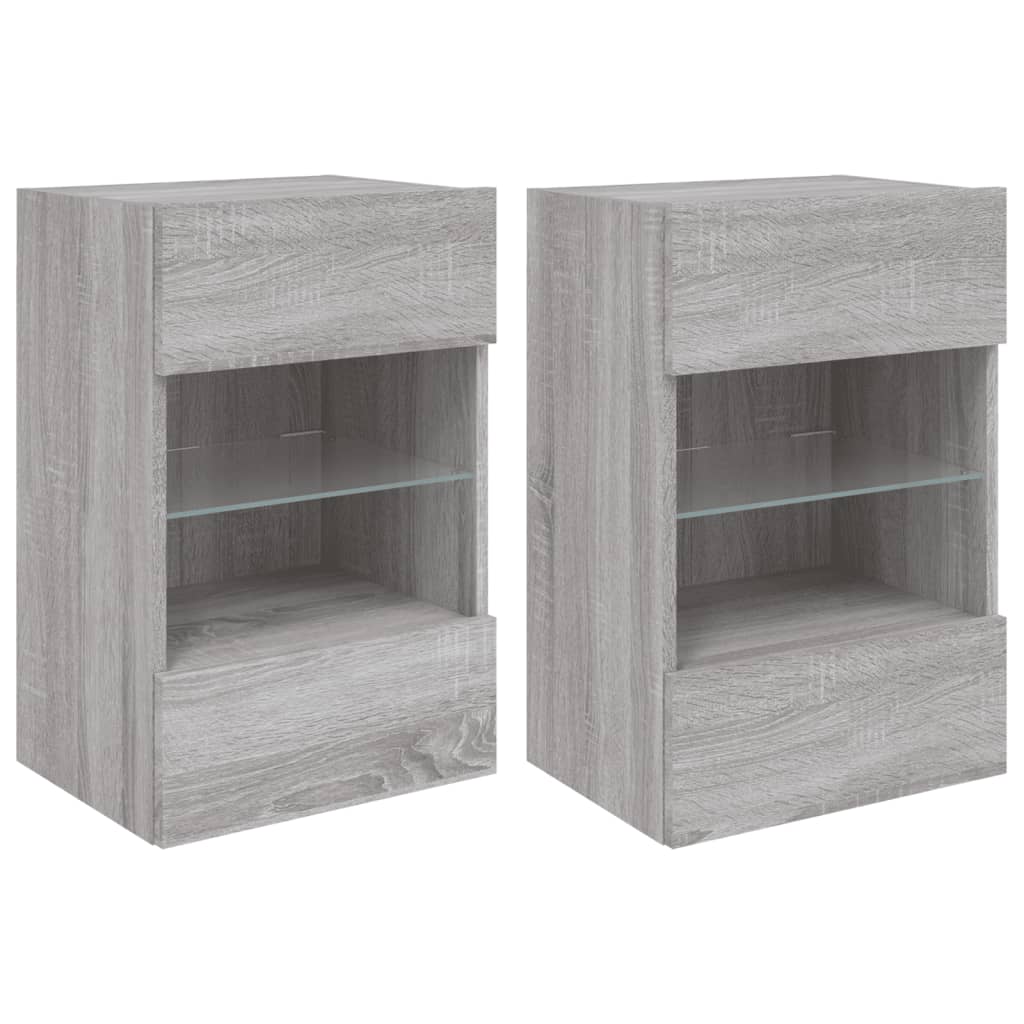 Tv-Wandmeubels Met Led 40X30X60,5 Cm Eiken 2 40 x 30 x 60.5 cm Grijs sonoma