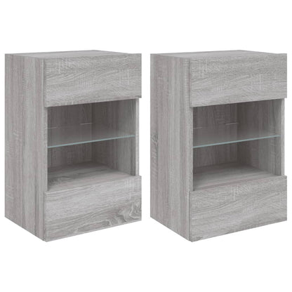 Tv-Wandmeubels Met Led 40X30X60,5 Cm Eiken 2 40 x 30 x 60.5 cm Grijs sonoma