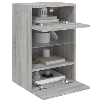 Tv-Wandmeubels Met Led 40X30X60,5 Cm Eiken 2 40 x 30 x 60.5 cm Grijs sonoma
