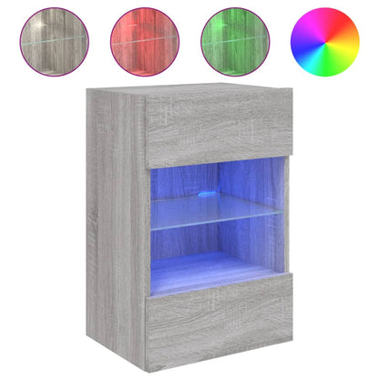 Tv-Wandmeubels Met Led 40X30X60,5 Cm Eiken 2 40 x 30 x 60.5 cm Grijs sonoma