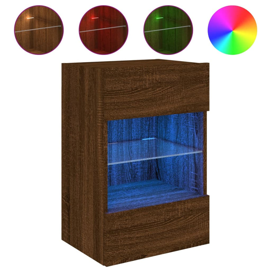 Tv-Wandmeubel Met Led-Verlichting 40X30X60,5 Cm Bruineikenkleur 1 40 x 30 x 60.5 cm bruin eikenkleur