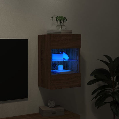 Tv-Wandmeubel Met Led-Verlichting 40X30X60,5 Cm Bruineikenkleur 1 40 x 30 x 60.5 cm bruin eikenkleur