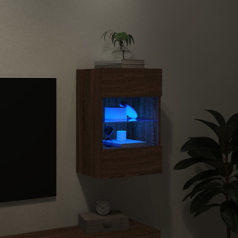 Tv-Wandmeubel Met Led-Verlichting 40X30X60,5 Cm Bruineikenkleur 1 40 x 30 x 60.5 cm bruin eikenkleur