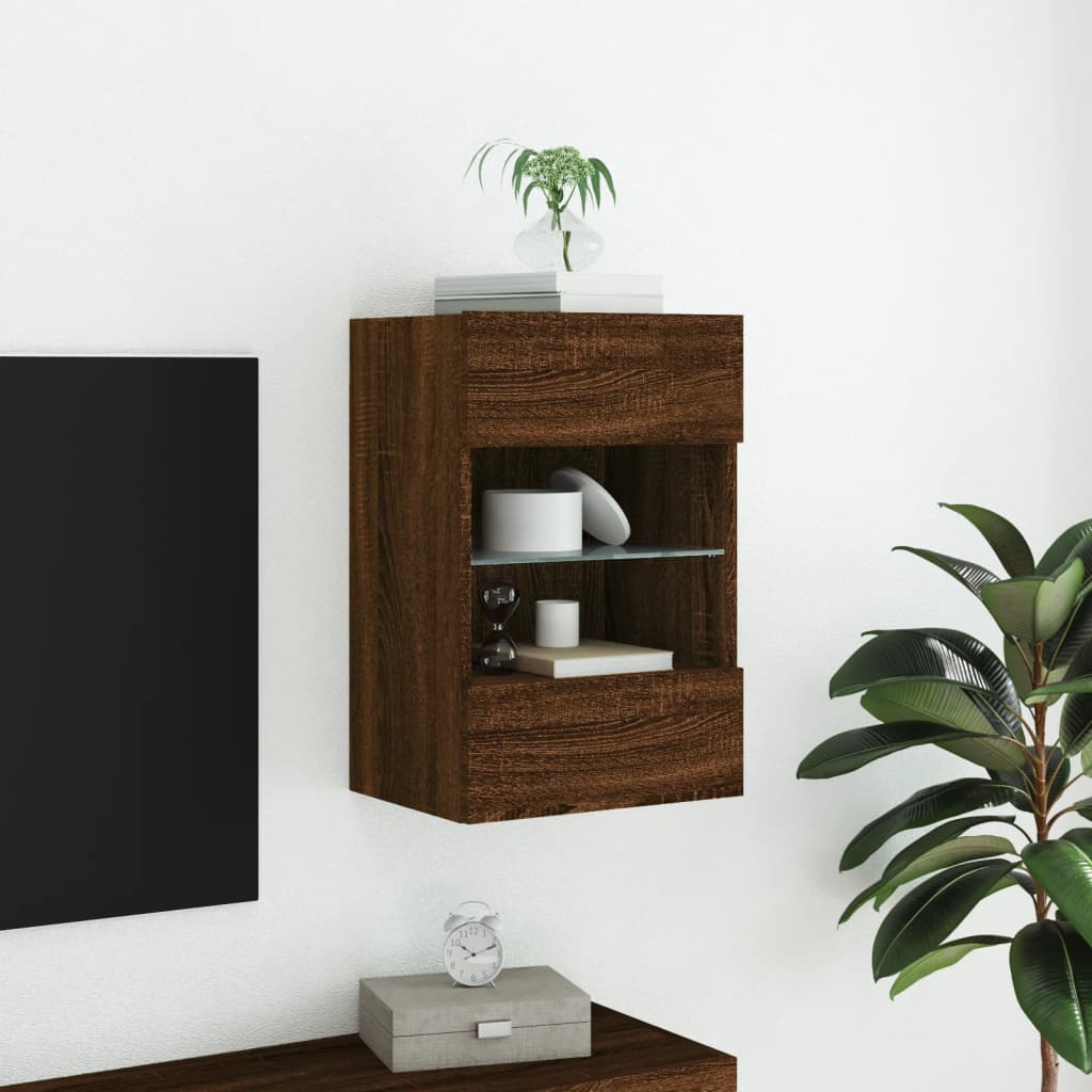 Tv-Wandmeubel Met Led-Verlichting 40X30X60,5 Cm Bruineikenkleur 1 40 x 30 x 60.5 cm bruin eikenkleur