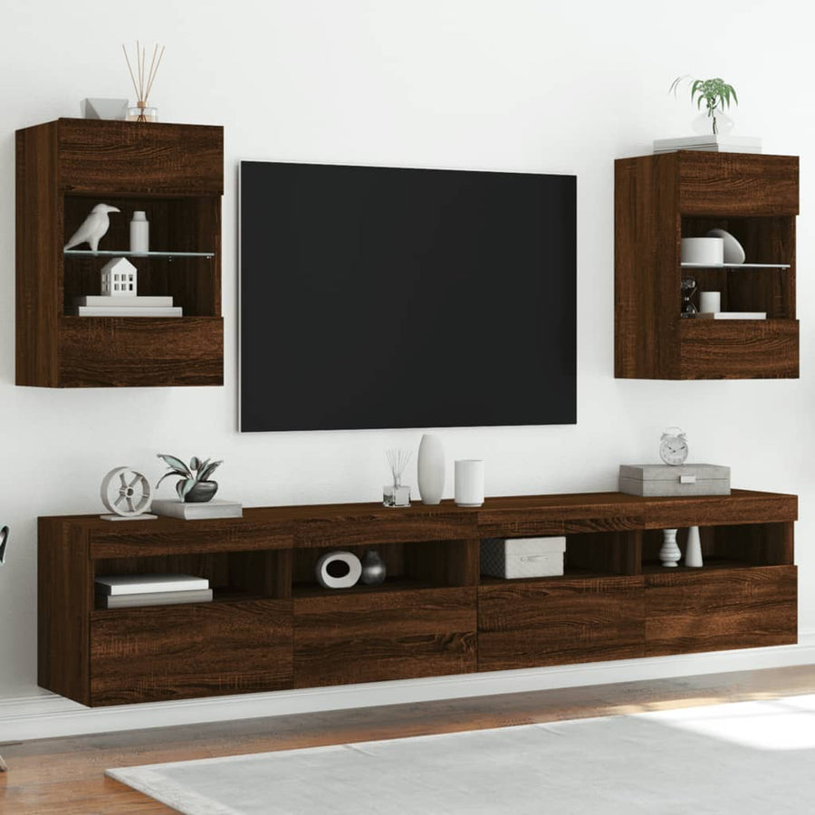 Tv-Wandmeubel Met Led-Verlichting 40X30X60,5 Cm Bruineikenkleur 1 40 x 30 x 60.5 cm bruin eikenkleur